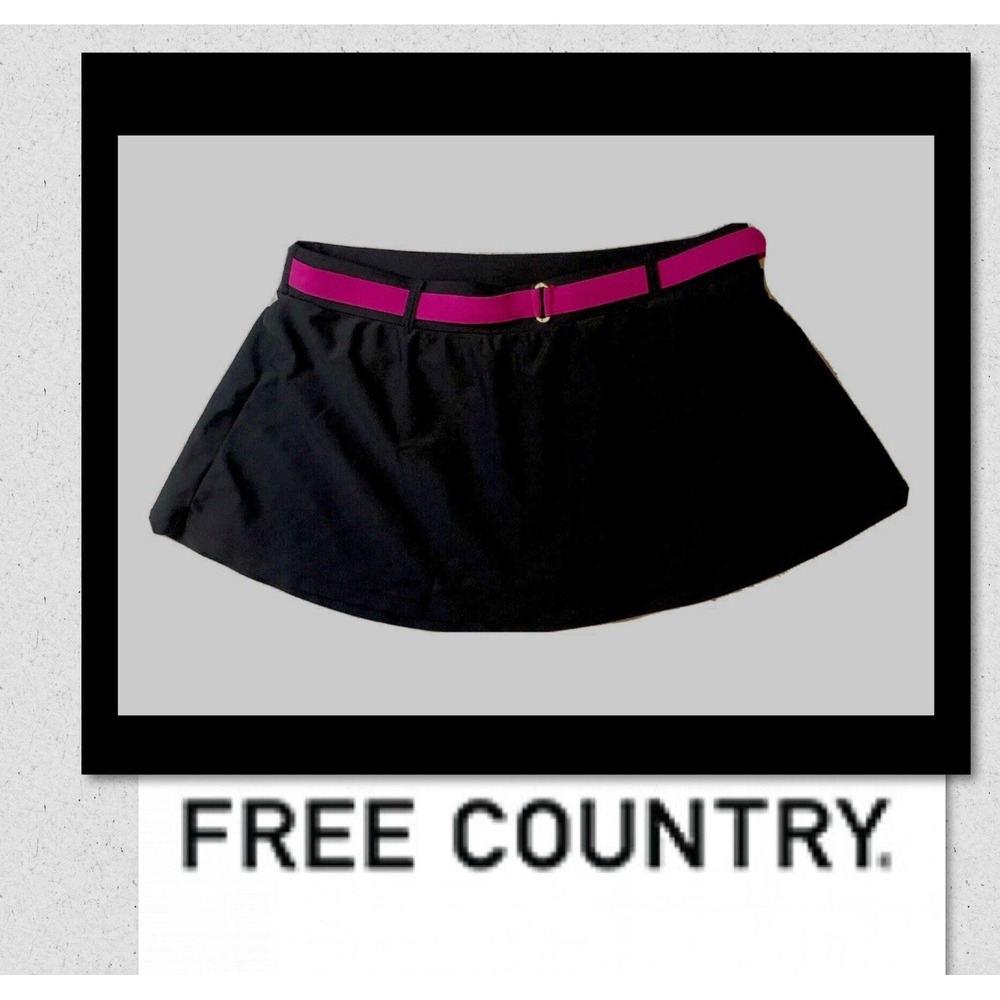 Free Country - Women's Medium - Belted Swim Skirt Gray & Hot Pink Barbie Summer